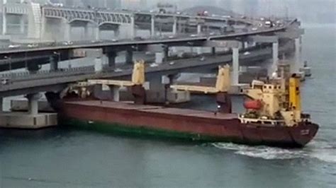 container ship crash into bridge